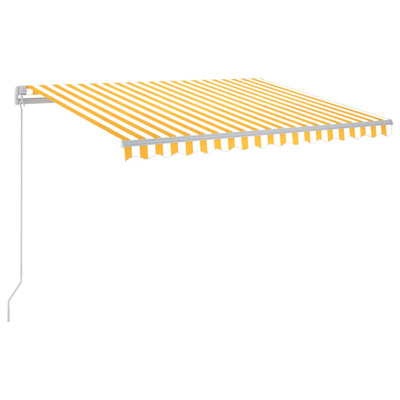 vidaXL Ręcznie zwijana markiza z LED, 300 x 250 cm, żółto-biała