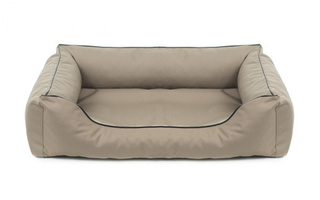 Legowisko dla psa Sofa Valencia Standard w kolorze beżowym z czarnym wykończeniem Rozmiar: M - 80 x 60 cm