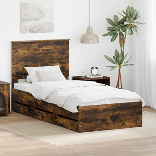 Ramka łóżka Dąb wędzony 75 x 190 cm Drewno inżynieryjne