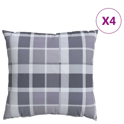 Poduszka na zewnątrz 4 pcs Szary w krate 50 x 50 cm tkanina