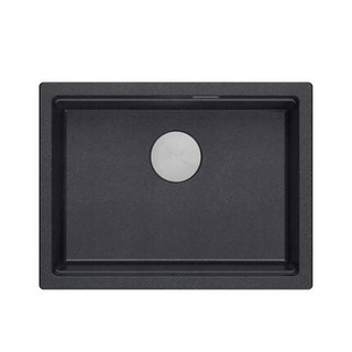 LOGAN 100 GraniteQ zlewozmywak black diamond 59,5x45,1x21,5 cm 1-komorowy podwieszany z syfonem manualnym stal szlachetna