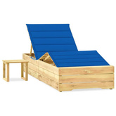 vidaXL Leżak ogrodowy ze stolikiem i poduszką, impregnowana sosna