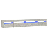 vidaXL Szafka pod TV z oświetleniem LED, szarość betonu, 270x35x40 cm