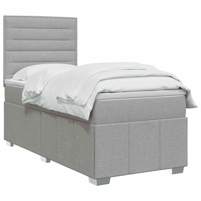 Łóżko z box spring LED z materacem jasnoszary 80 x 200 cm