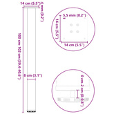 Nogi do stołu barowego 4 szt. Białe 100-102 cm Stal