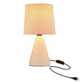 Lampka nocna Satti beżowa ceramiczna z abażurem klasyczna lampka stołowa