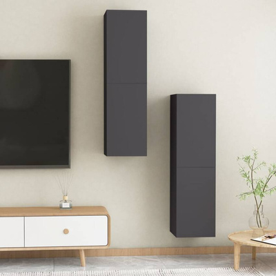 vidaXL Szafki telewizyjne, 2 szt., szare, 30,5x30x110 cm