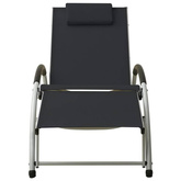 vidaXL Leżak z poduszką, tkanina textilene, czarny