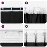 Firany blackout z kółkami 2 pcs Czarny 245 x 140 cm Poliester