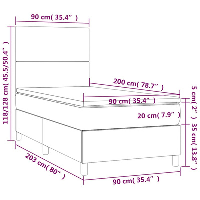 vidaXL Łóżko kontynentalne z materacem, zielone, aksamit, 90x200 cm model standard