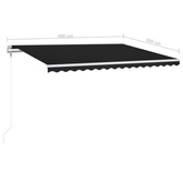 Automatycznie zwijana markiza, LED i czujnik wiatru, 400x300 cm