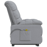 vidaXL Podnoszony fotel masujący, jasnoszary, tkanina
