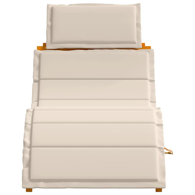 Leżak z poduszką 2 pcs Kremowa biel Lite Drewno Akacji