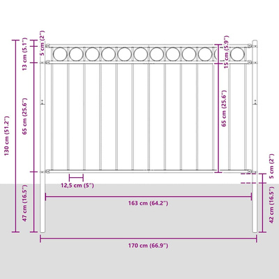 Element ogrodzenia ASSEN 170 x 130 cm Stal Szary