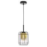 JONERA lampa wisząca czarny 1x40W E27 klosz  złoty