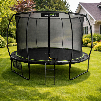 Trampolina Ogrodowa LEAN Z Siatką Wewnętrzną Czarno-Zielona 487CM 16FT