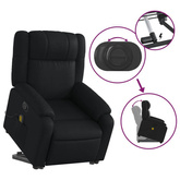 vidaXL Podnoszony fotel masujący, rozkładany, czarny, ekoskóra wariant 8