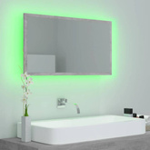 vidaXL Lustro łazienkowe LED, szarość betonu, 80x8,5x37 cm, akryl