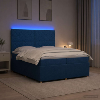 Łóżko z box spring LED z materacem niebieski 200 x 200 cm