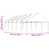 Namiot ogrodowy z dachem, biały, 11,15x5,88x3,75 m, polietylen