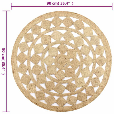 vidaXL Dywan ręcznie wypleciony z juty, 90 cm