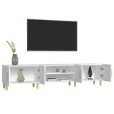 Szafka RTV Biała 180x31,5x40 cm Drewno klejone