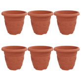 Okrągła doniczka na kwiaty 6 pcs Czerwony ceglasty