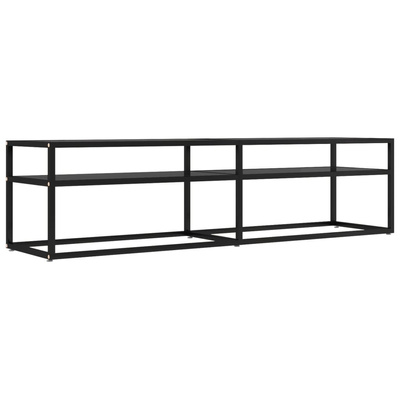 vidaXL Szafka pod TV, czarna, 160x40x40,5 cm, hartowane szkło