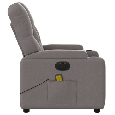 vidaXL Rozkładany fotel masujący, elektryczny, kolor taupe, tkanina