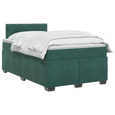 Łóżko Box Spring z materacem i LED Ciemnozielony 120 x 190 cm