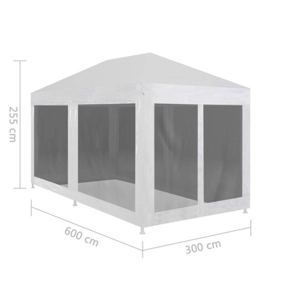 vidaXL Namiot imprezowy z 6 siatkowymi ściankami, 6x3 m