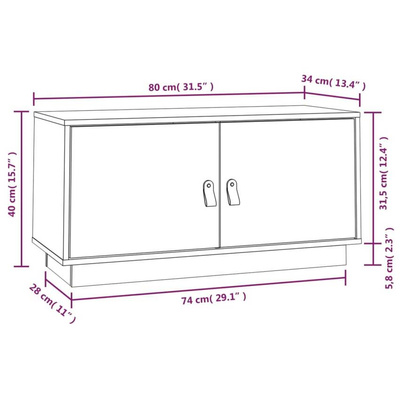 vidaXL Szafka pod TV, szara, 80x34x40 cm, lite drewno sosnowe