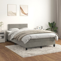 vidaXL Łóżko kontynentalne z materacem, jasnoszare, 120x200cm, aksamit model standard