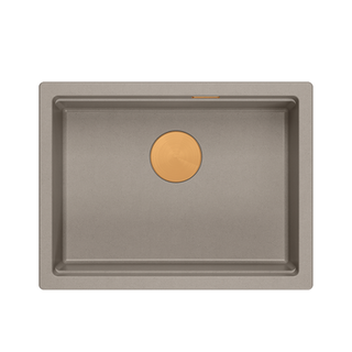 100 GraniteQ zlewozmywak soft taupe 59,5x45,1x21,5 cm 1-komorowy podwieszany z syfonem manualnym miedziany LOGAN