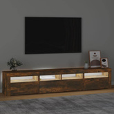 vidaXL Szafka pod TV z oświetleniem LED, przydymiony dąb, 210x35x40 cm