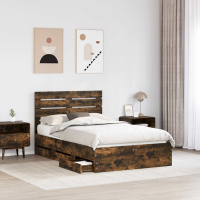 Ramka łóżka Dąb wędzony 135 x 190 cm Drewno inżynieryjne