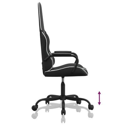 vidaXL Masujący fotel gamingowy, biało-czarny, sztuczna skóra model standard