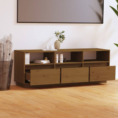 vidaXL Szafka pod TV, miodowy brąz, 140x37x50 cm, lite drewno sosnowe