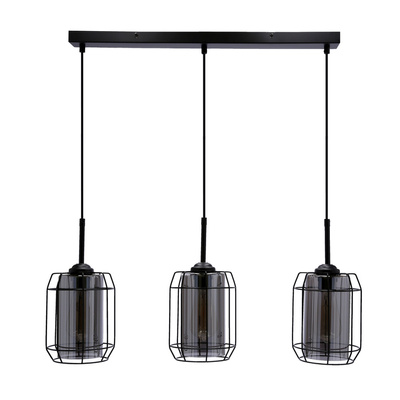 Jonera lampa wisząca czarny 3x40 E27 klosz dymiony 33-08435