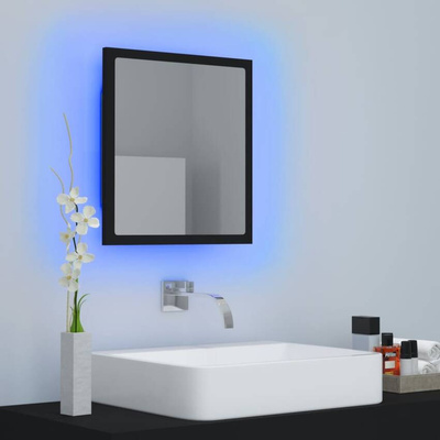 vidaXL Lustro łazienkowe LED, czarne, 40x8,5x37cm, akryl