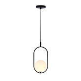 Lampa wisząca CORDEL elegancka - czarna z białym kloszem kulką - nowoczesne oświetlenie salonu i łazienki 1x G9 LED
