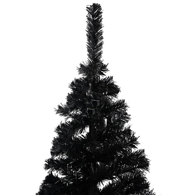 Sztuczna choinka z lampkami i bombkami, czarna, 180 cm, PVC vidaXL