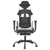 vidaXL Masujący fotel gamingowy z podnóżkiem, czarno-biały model standard