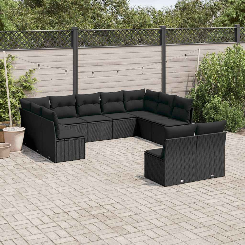 11-cz. zestaw wypoczynkowy do ogrodu, poduszki czarny rattan PE
