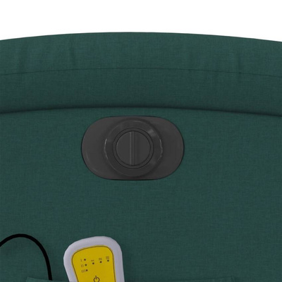 vidaXL Rozkładany fotel masujący, elektryczny, ciemnozielony, tkanina