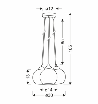 nubia lampa wisz ca czarny 3x60w E27 klosz z oty