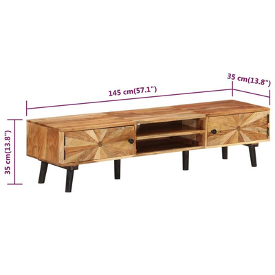 vidaXL Szafka pod TV, 145x35x35 cm, lite drewno akacjowe