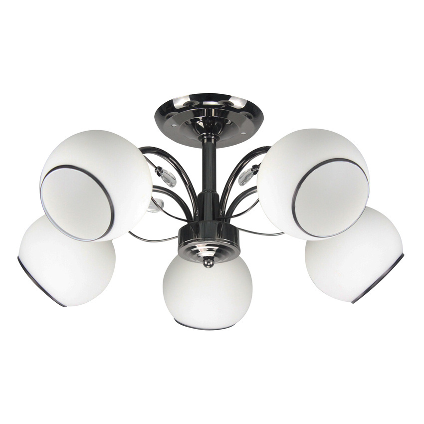 Lampa Sufitowa Czarny Perłowy 5X40 E27 Klosz Biały Graphite