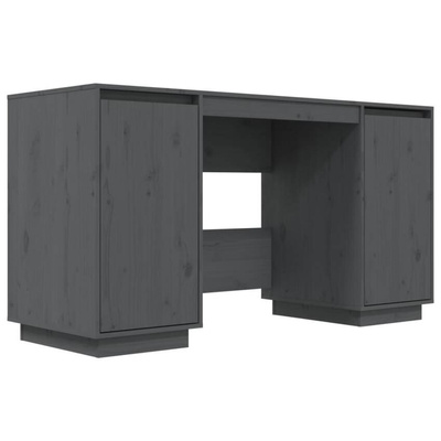 vidaXL Biurko, szare, 140x50x75 cm, lite drewno sosnowe