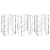 Wysokie donice gabionowe, 3 szt., 30x30x50 cm, żelazo